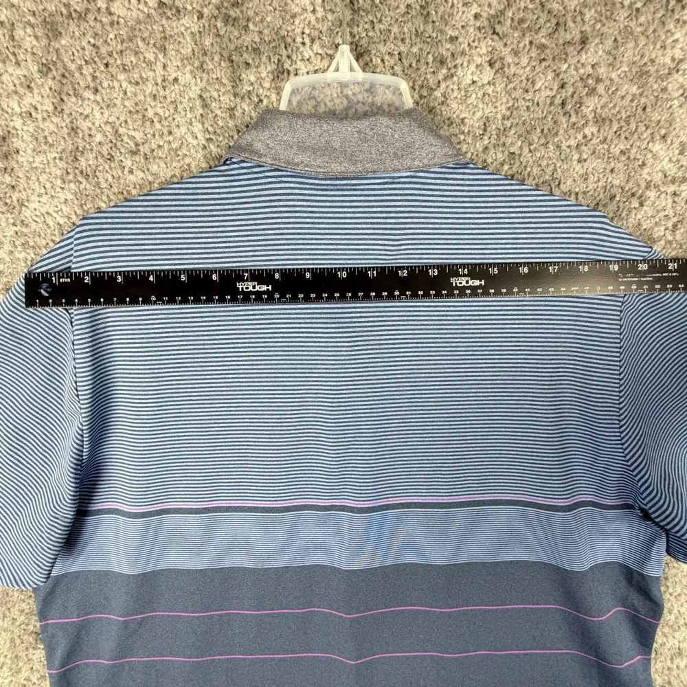 Adidas Men's 2XL Golf Polo Shirt Blue‎ Purple Striped Performance Athletic AJGA